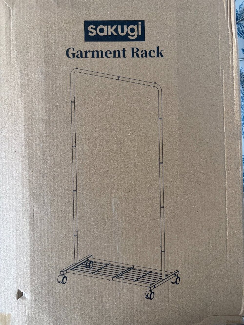 SAKUGI Rolling Garment Rack with Storage Shelf & Wheels New In Box Closet Organi